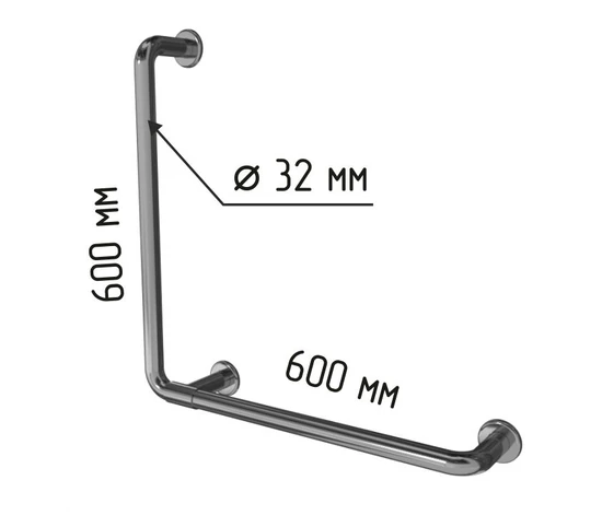 Поручень L-образный для МГН с габаритами