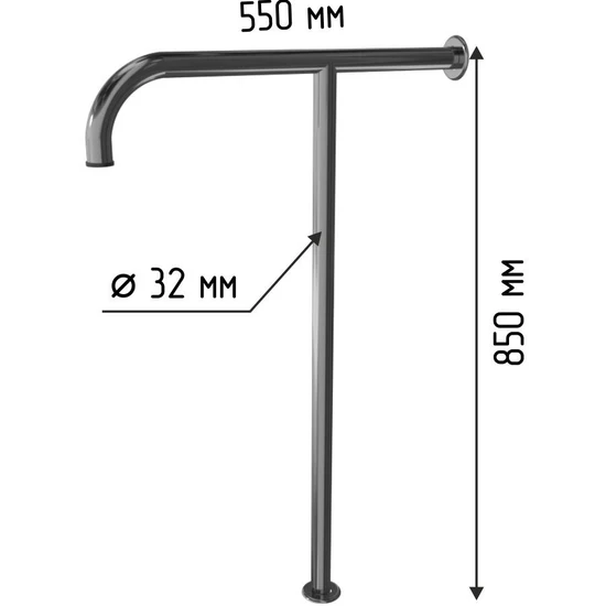 Поручень Т-образный напольно-пристенный с габаритами