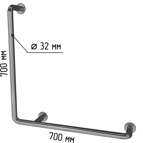 Поручень L-образный для инвалидов по ГОСТ с габаритами