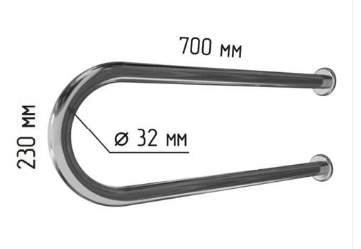 Поручень для туалета с настенным креплением откидного типа U-образный с габаритами