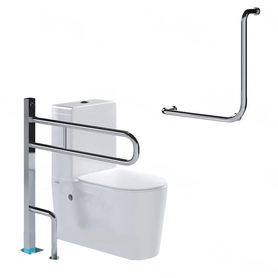 Унитаз с двумя поручнями для инвалидов