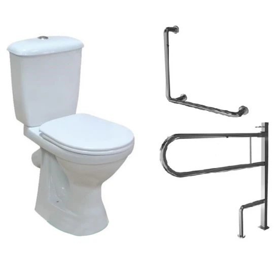 Унитаз-компакт высокий с 2 поручнями для МГН