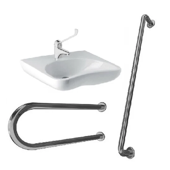 Раковина для инвалидов с 2-мя поручнями по ГОСТ