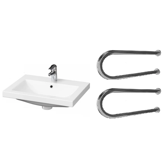 Раковина с поручнями U-образными для инвалидов