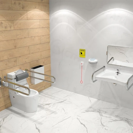 Унитаз с опорой с раковиной с зеркалом с системой вызова помощи для инвалидов