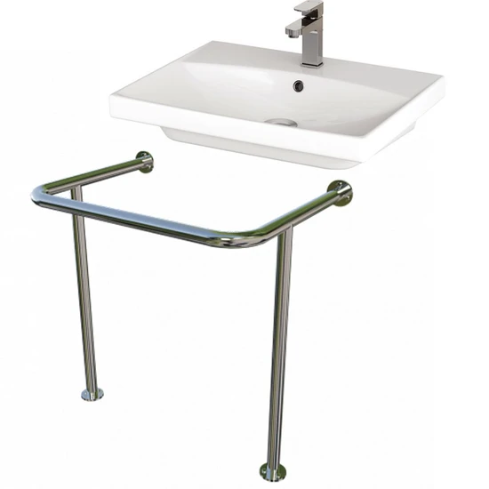 Раковина с опорным поручнем для инвалидов