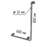 Поручень L-образный настенный с габаритами правый