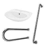 Раковина для инвалидов полукруглая с 2-мя поручнями по ГОСТ