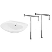Раковина для инвалидов полукруглая с Т-образными поручнями