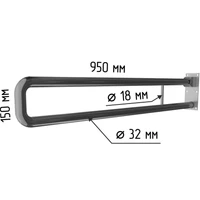 Поручень с настенным креплением откидного типа по ГОСТ для туалета для инвалидов с габаритами