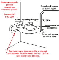 Схема поручня прямого настенного для инвалидов