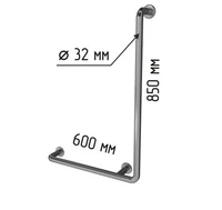 Поручень L-образный настенный с габаритами правый