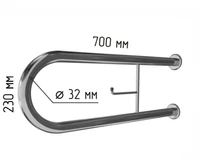 Поручень для туалета с настенным креплением откидного типа с бумагодержателем с габаритами