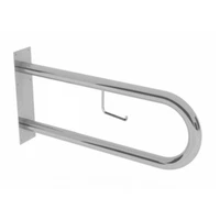 Поручень для инвалидов настенный стационарный с бумагодержателем для туалета