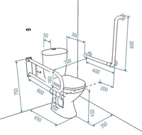 Схема унитаза с поручнями по ГОСТ