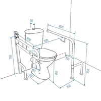 Схема унитаза с поручнями по ГОСТ