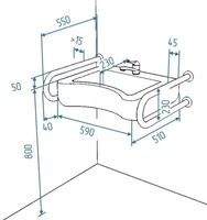 Схема раковины для инвалидов с поручнями по ГОСТ