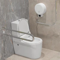 Унитаз высокий с двумя поручнями и держателем для бумаги для инвалидов соответствующий нормам DSTRANA