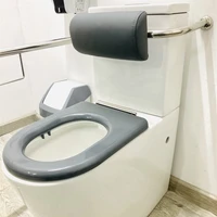Унитаз с поручнем-опорой для спины с подушкой для инвалидов крупным планом