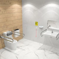 Унитаз с опорой с раковиной с зеркалом с системой вызова помощи для инвалидов