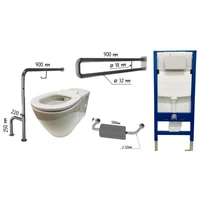 Инсталляция с подвесной унитаз с поручнями и опорой под спину