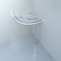 Раковина маленькая  угловая с опорным поручнем прикрепленная к стене для МГН
