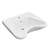 Раковина для инвалидов с изогнутой формой и отверстием под смеситель